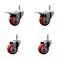 Service Caster 3'' Red Poly Wheel Swivel 7/16'' Stem Caster Set 2 Total Lock Brake, 4PK SCC-GRTTL20S314-PPUB-RED-716138-2-S2 - alternate 1